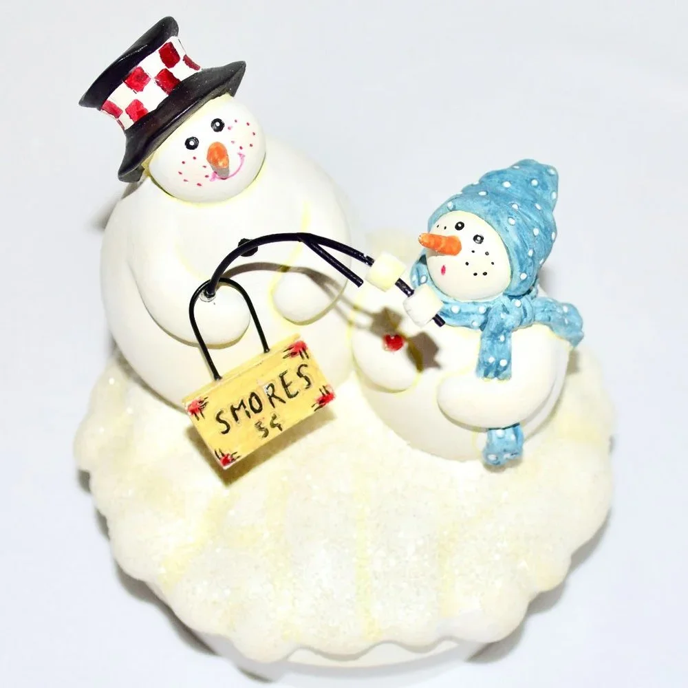 NEW Jolly Follies by Sandy Gore Evans Snowmen Smores Couple Candle Christmas Top